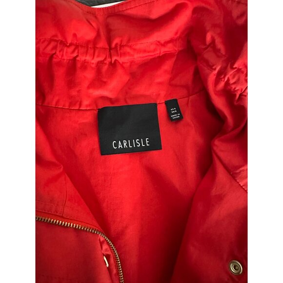 Carlisle Women’s Stretch Red Jacket Roll Tab Sleeve Full Zipper Snap Buttons Sz - Picture 5 of 7